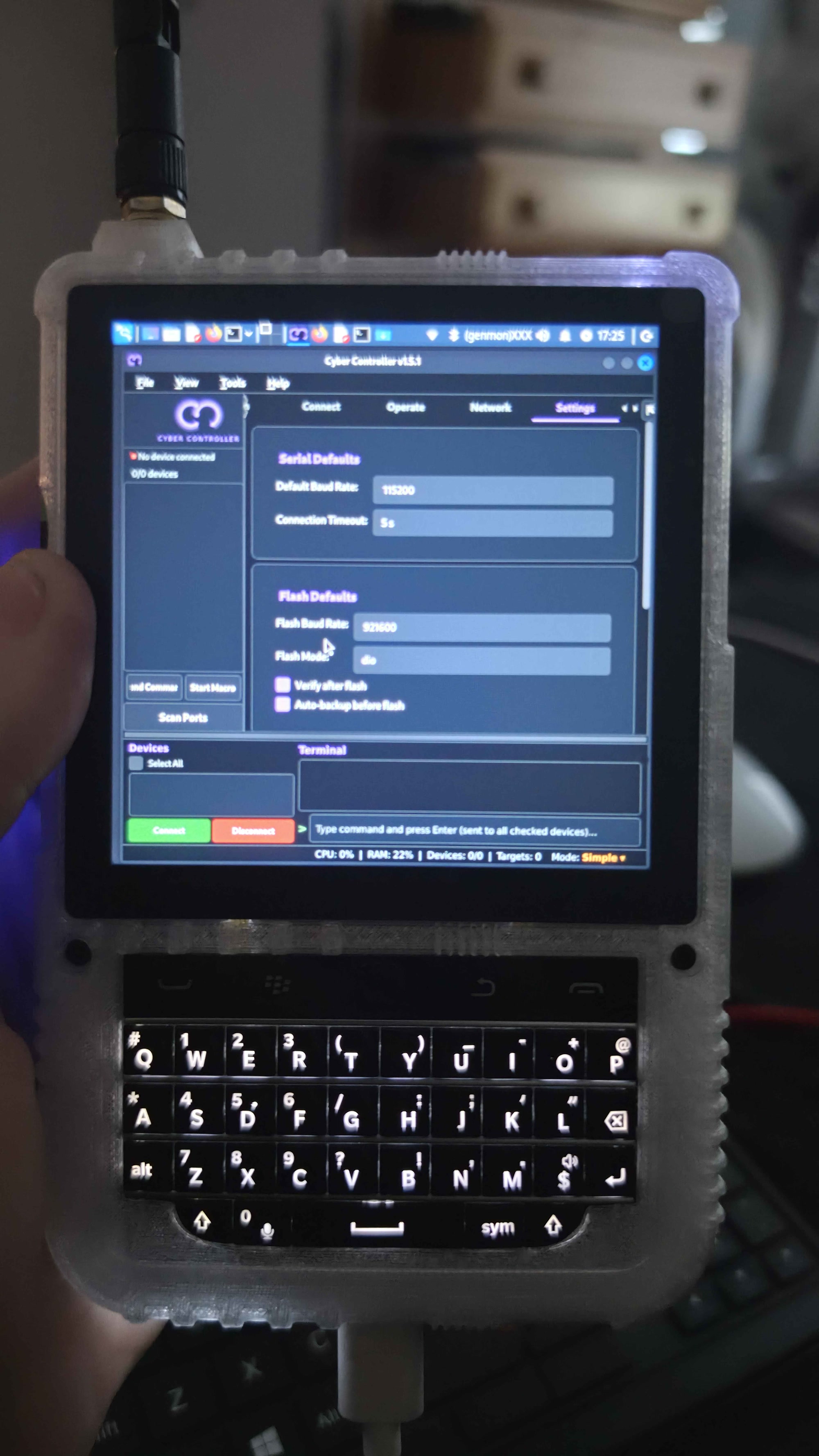 Cyber Controller on a HackBerry Pi 8GB CM5 handheld running Kali